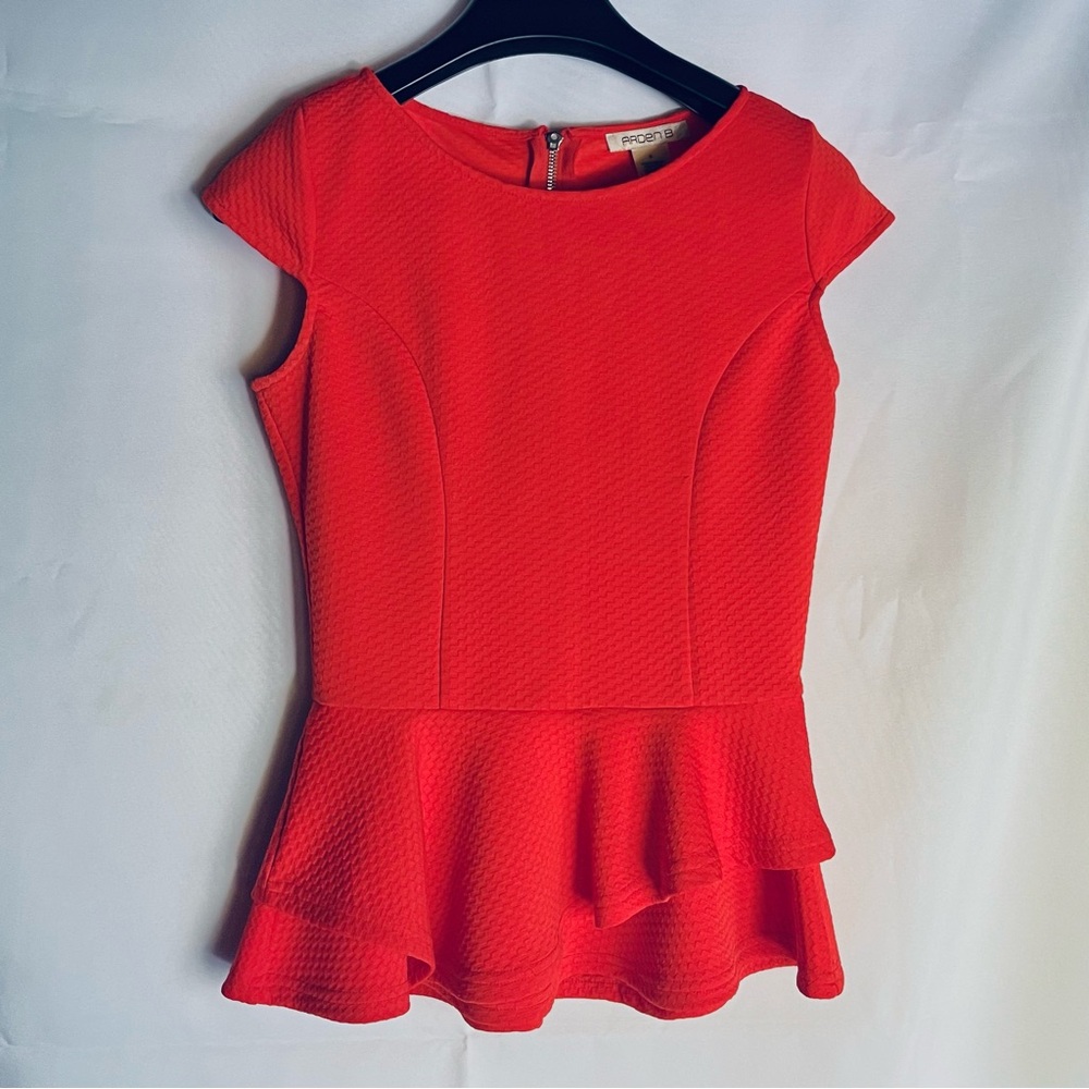 Tomato Red / Orange Peplum Top Size S